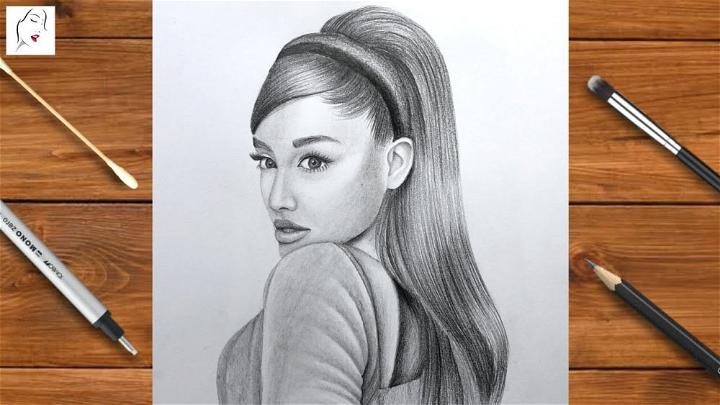 Ariana Grande Drawing with Pencil Sketch