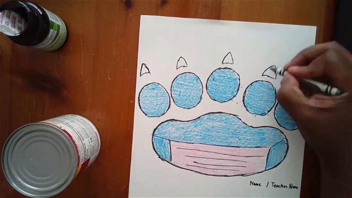 Bear Paw Print Drawing from 3 Circles