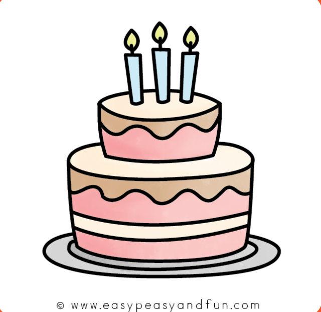 How to Draw a Birthday Cake with Candles (Cakes) Step by Step |  DrawingTutorials101.com