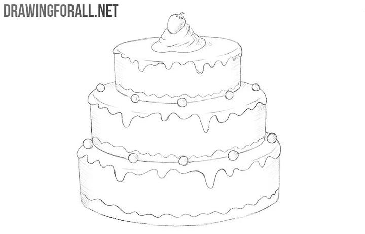 Birthday Cake Drawing png download  600600  Free Transparent Wedding Cake  png Download  CleanPNG  KissPNG