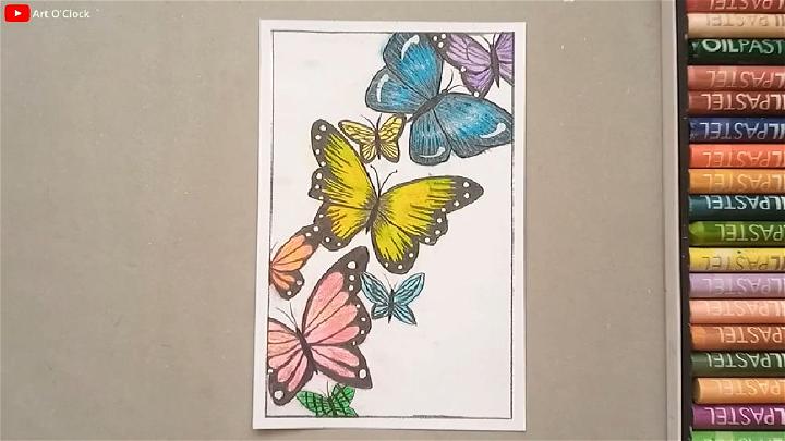 Butterfly Oil Pastel Drawing for Kids