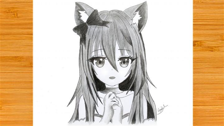 Chibi Anime Wolf Girl Drawing
