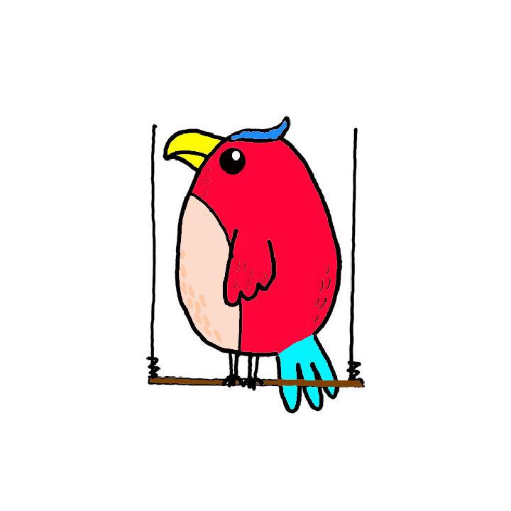 Colored Parrot Drawing