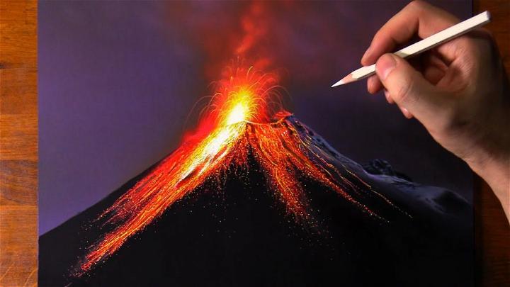 Cool Volcano Drawing