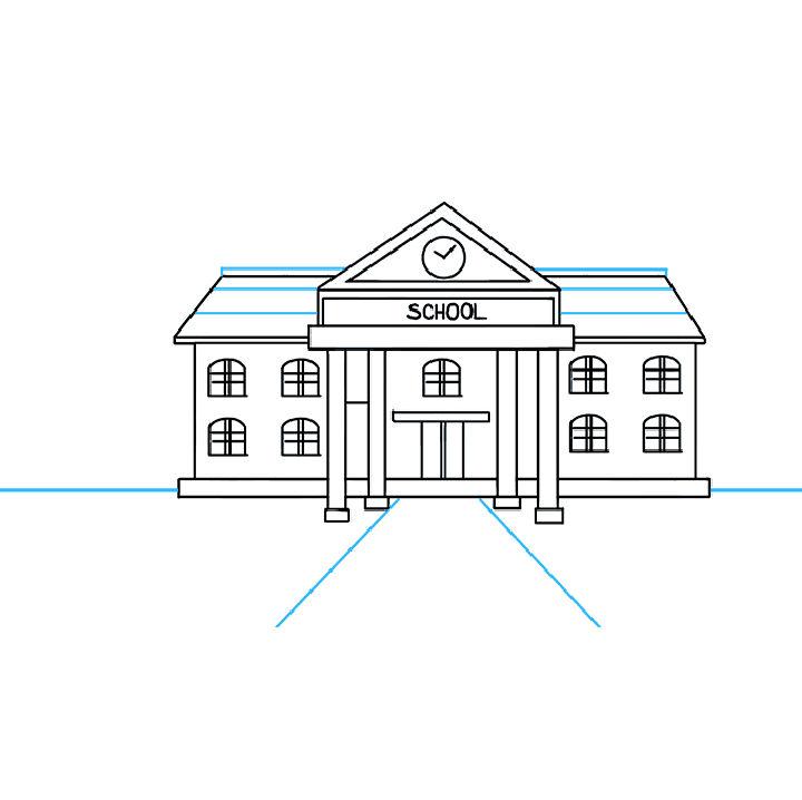 Single one line drawing of luxury elementary school building exterior. Back  to school minimalist, education concept. Continuous simple line draw style  design graphic vector illustration 3510329 Vector Art at Vecteezy