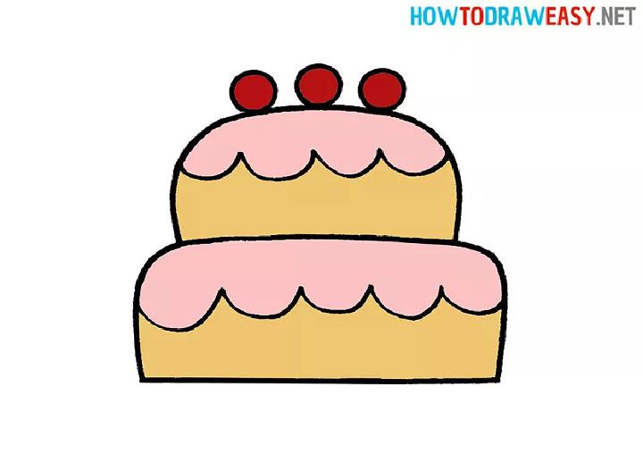 Cute Cake Drawing Sketch - Drawing Skill