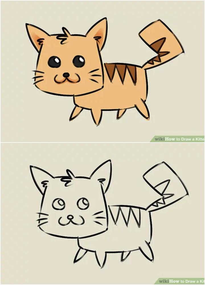 Cute Cartoon Kitten Drawing