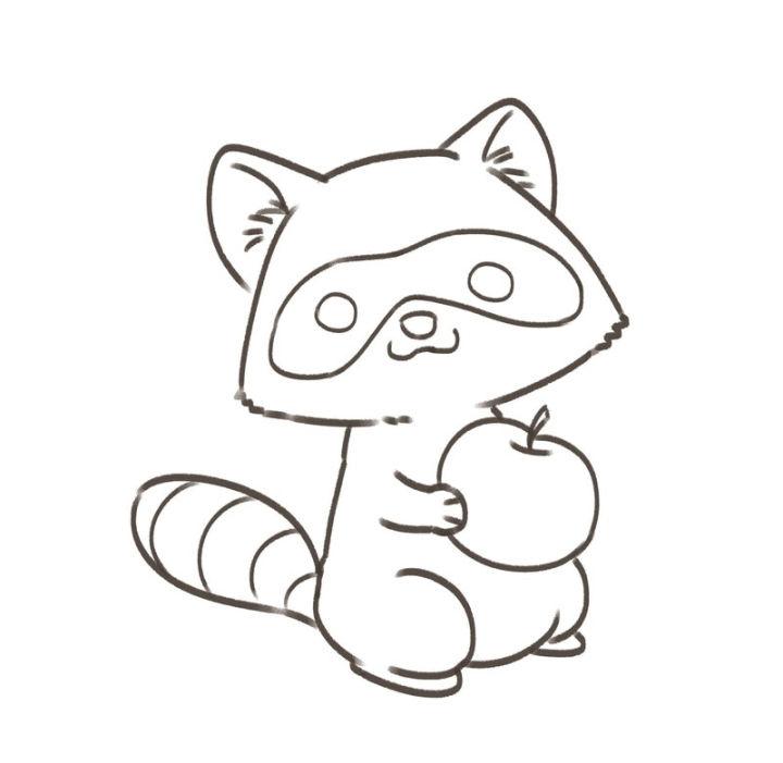 Cute Kawaii Raccoon Drawing