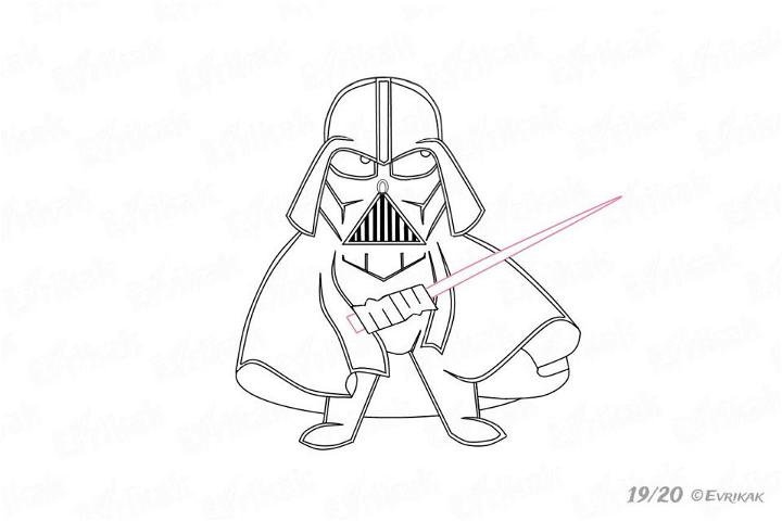 Draw Darth Vader with Lightsaber