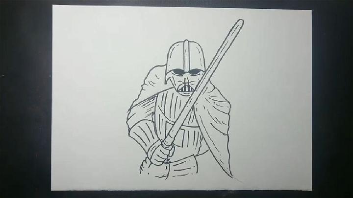 Draw Darth Vader with Lightsaber