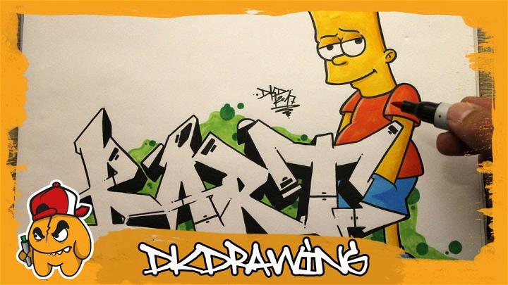 Draw Graffiti Letters Bart and Bart Simpson Character