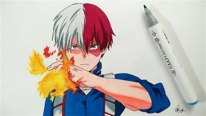 Draw Shoto Todoroki from Boku No Hero Academia