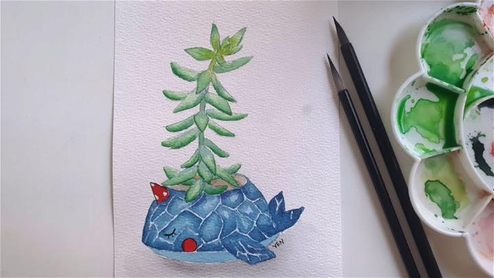 Draw Succulent with Watercolor