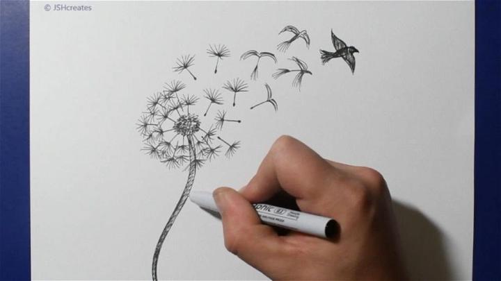 Draw a Dandelion Blowing in the Wind