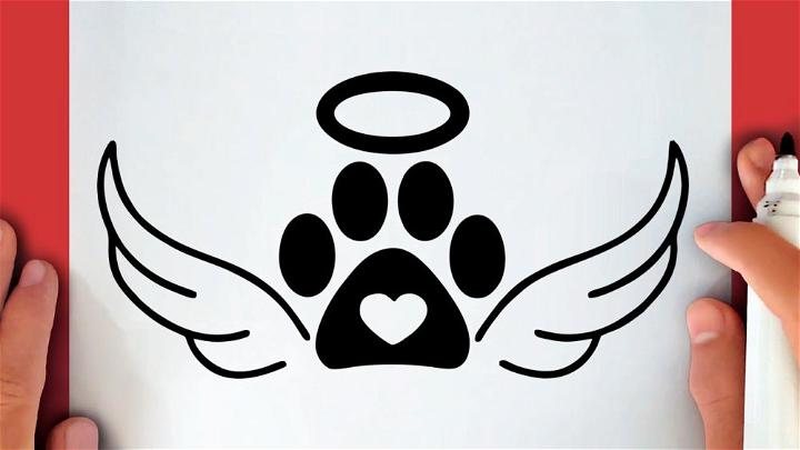 Draw a Dog Paw with Wings