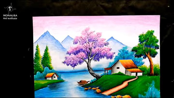 How to Draw a realistic & beautiful scenery with colour pencils very easily  | Colour of Art - video Dailymotion