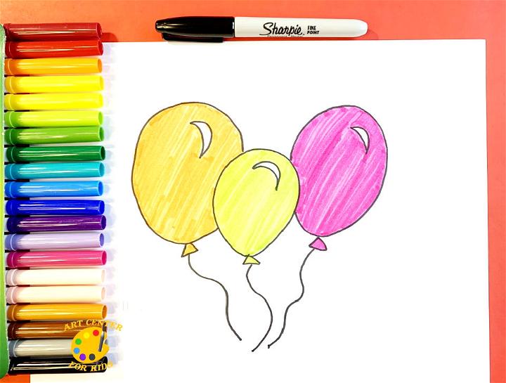 Draw and Color Balloons for Kids and Toddlers