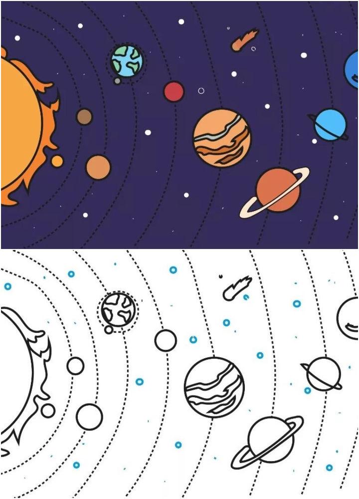 Drawing of the Solar System