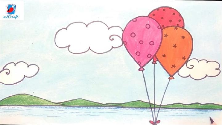 Easy Balloons Scenery Drawing