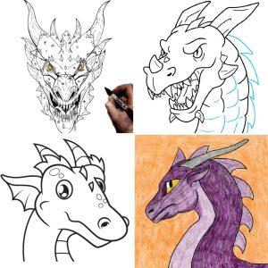 25 Easy Dragon Head Drawing Ideas - How to Draw a Dragon Head