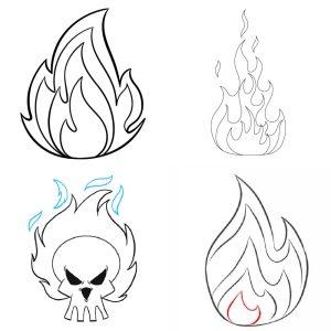 25 Easy Flames Drawing Ideas - How to Draw Flames