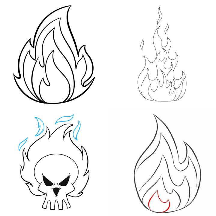 simple flames drawing