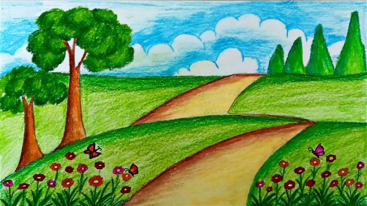 Garden Scenery Colored Pencils  Drawing Garden Scenery with Color Pencils   DrawingTutorials101com