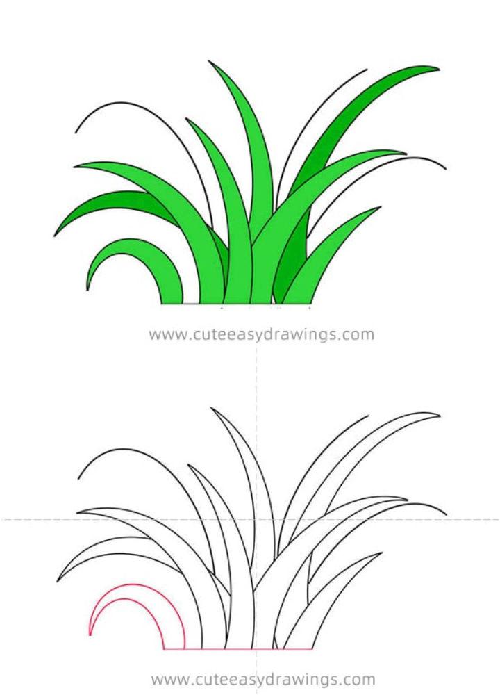 Easy Grass Drawing for Preschoolers