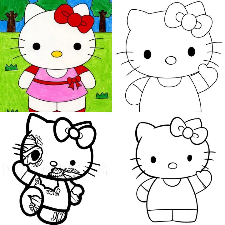 Drawings To Paint & Colour Hello Kitty - Print Design 013