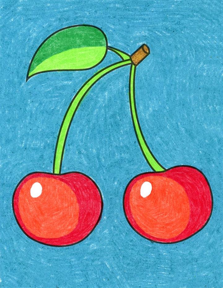 Easy How to Draw a Cherry