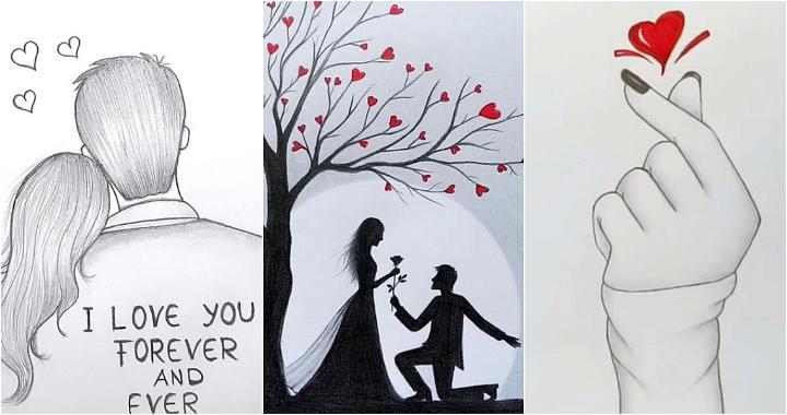 Couple Romantic Line Pencil Drawing Love Happy, Woman, 60% OFF-saigonsouth.com.vn