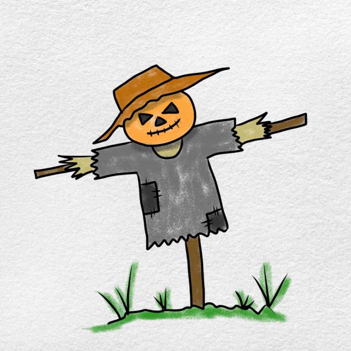 Easy Scarecrow Drawing