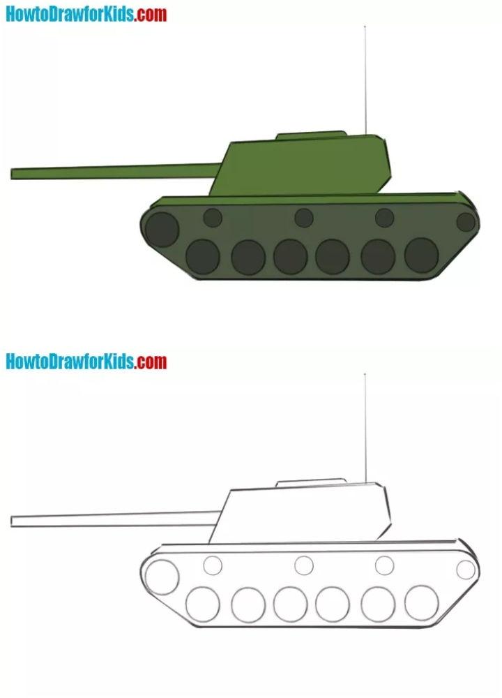 Easy Tank Drawing for Kids
