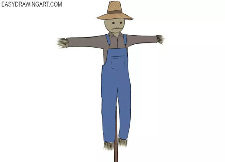 Easy Way to Draw a Scarecrow