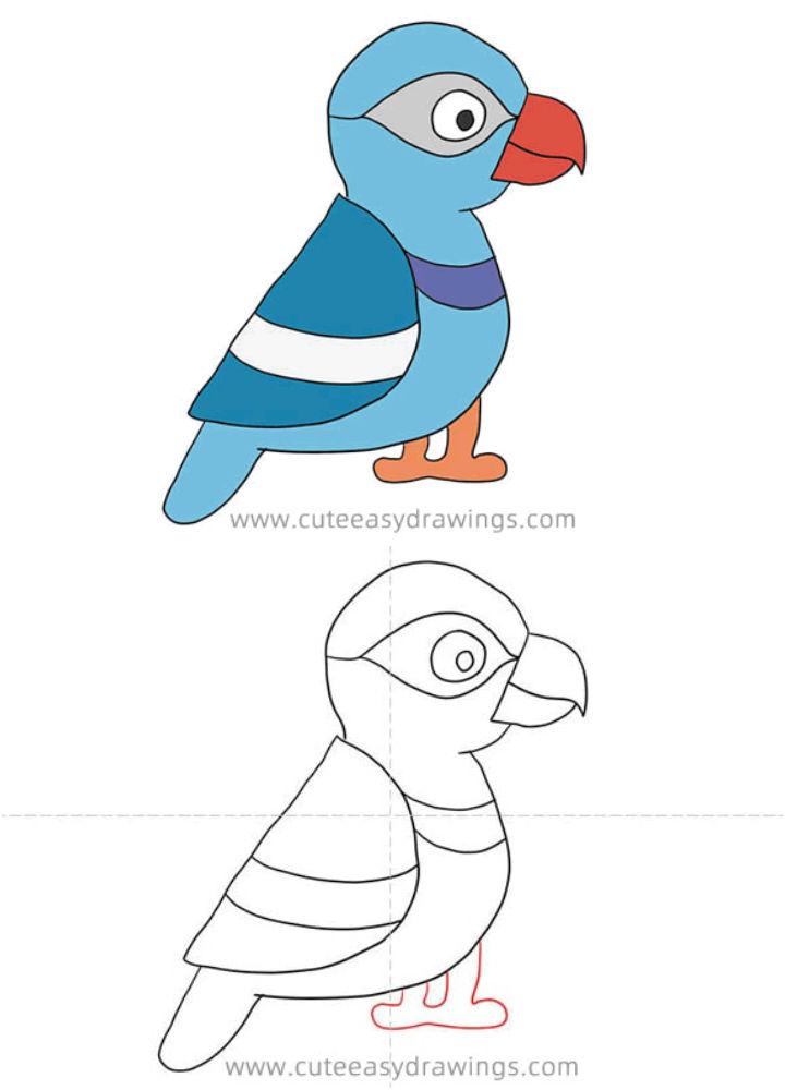 Easy and Simple Parrot Drawing
