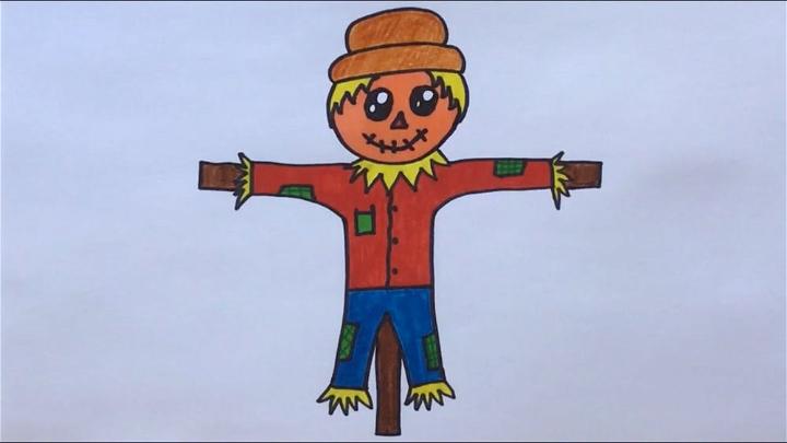 Easy and Simple Scarecrow Drawing