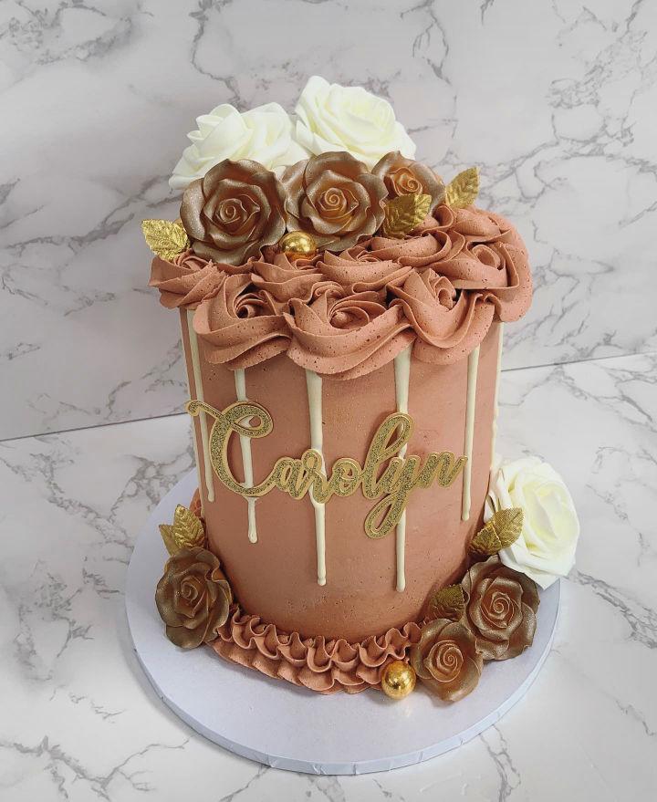 Female Rose Gold Birthday Cake