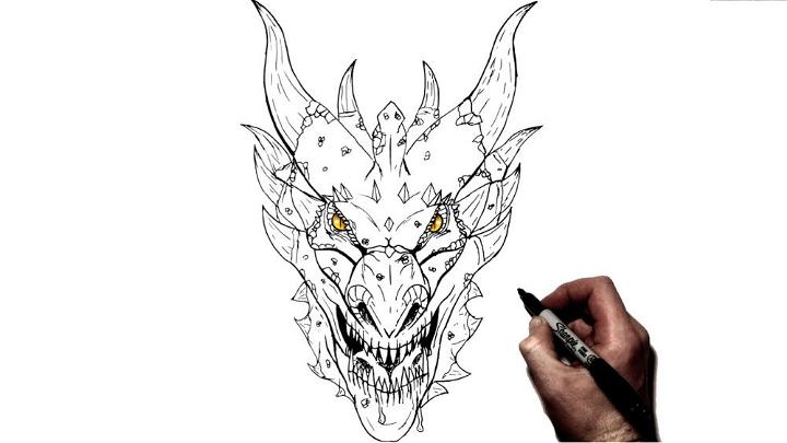 Front Dragon Head Drawing