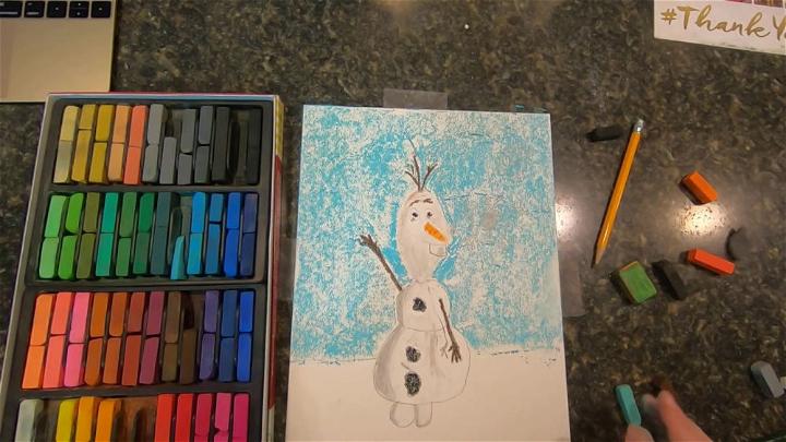 Frozen 2 Olaf Chalk Pastel Drawing