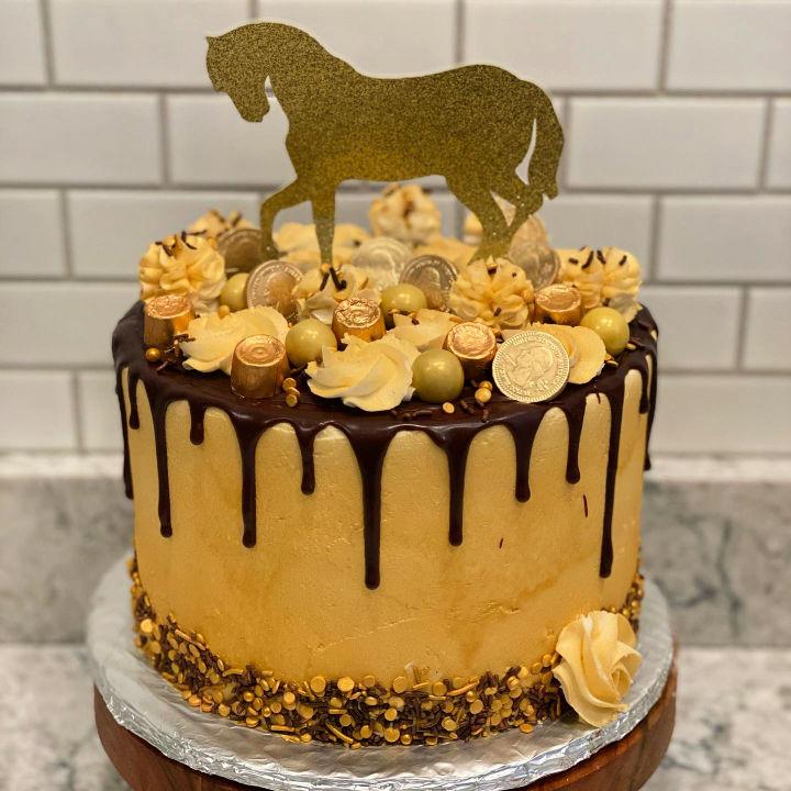 Golden Birthday Horse Cake