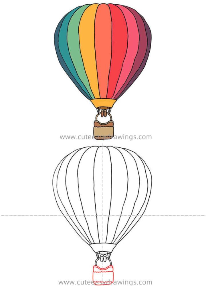 Hot Air Balloon Drawing for Elementary Schooler