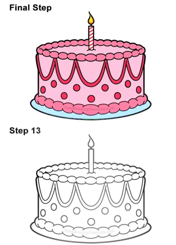 How To Draw A Cake Step By Step