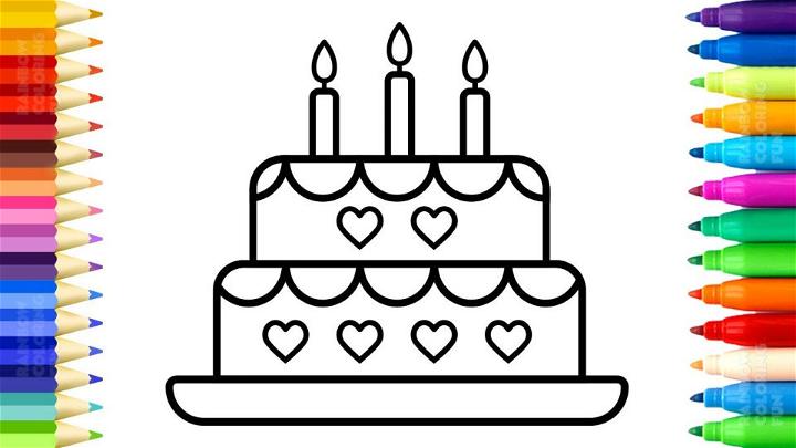 Birthday Cake Drawing Tutorial - How to draw Birthday Cake step by step