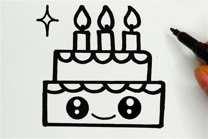 How To Draw Cute Birthday Cake