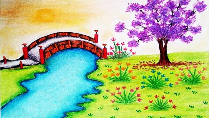 Kid Easy Pastel Scenery 2 - Pastel Colouring Drawing Book