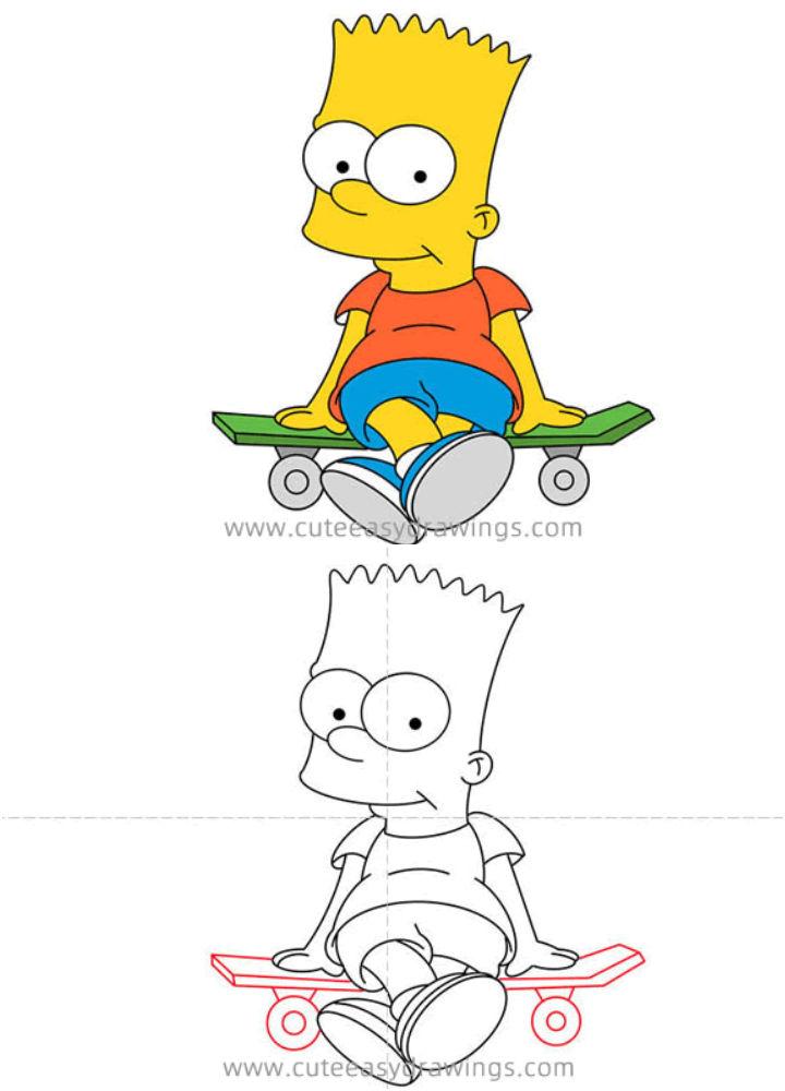 How to Draw Bart Simpson on a Skateboard