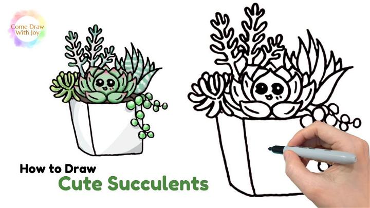 How to Draw Cute Succulents