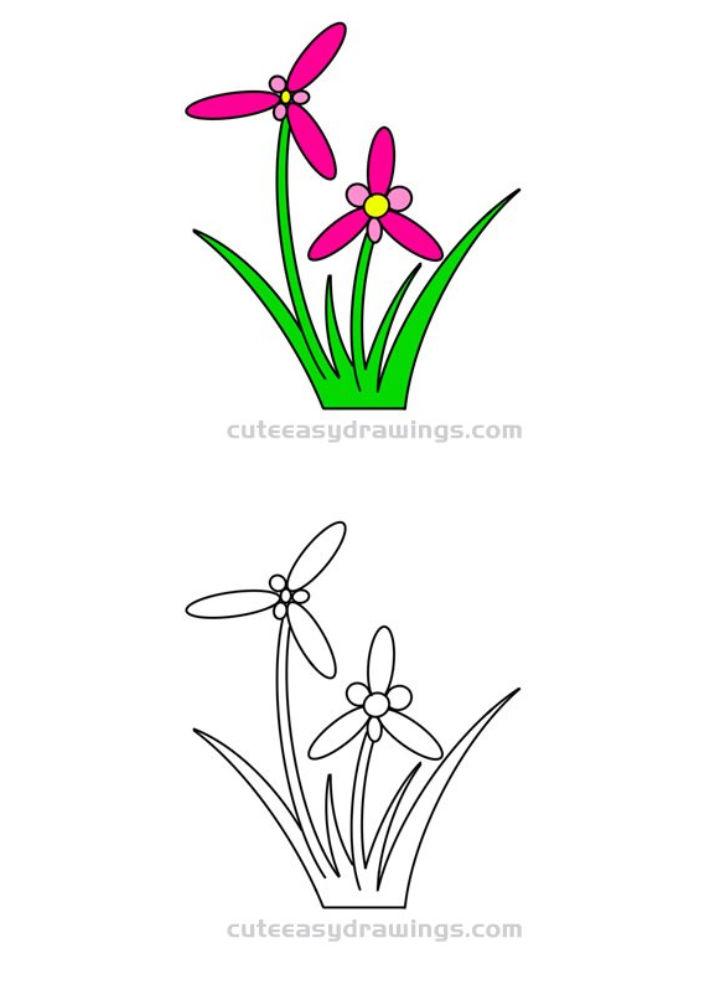 How to Draw Flowers in the Grass