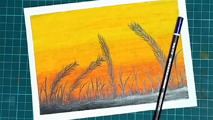 How to Draw Grass Field Sunset