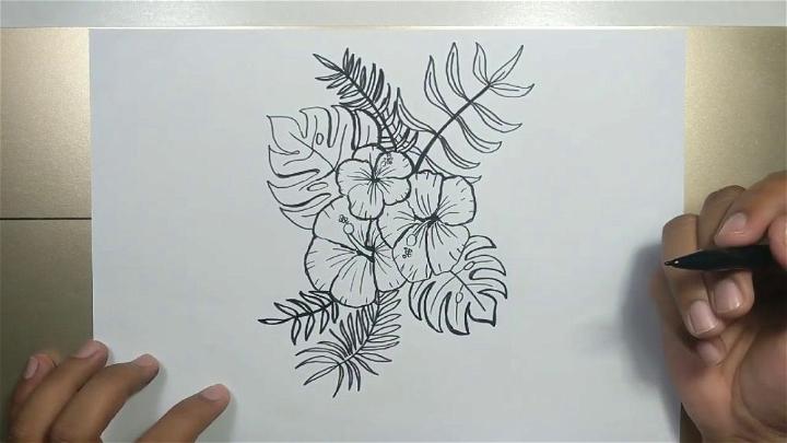 How to Draw Hawaiian Flower in 5 Minutes